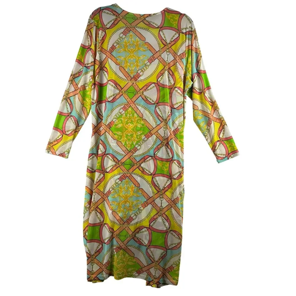 Jolie & Joy Ruched Shirred Bodycon Midi Dress Sheer Cardigan Set Womens 2X READ